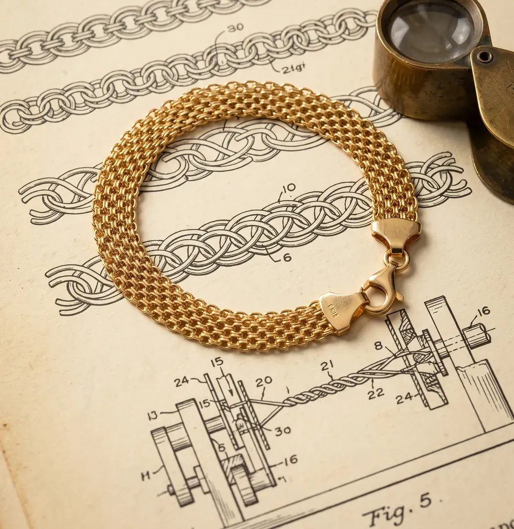 Pulsera Bismarck sobre un grabado técnico antiguo